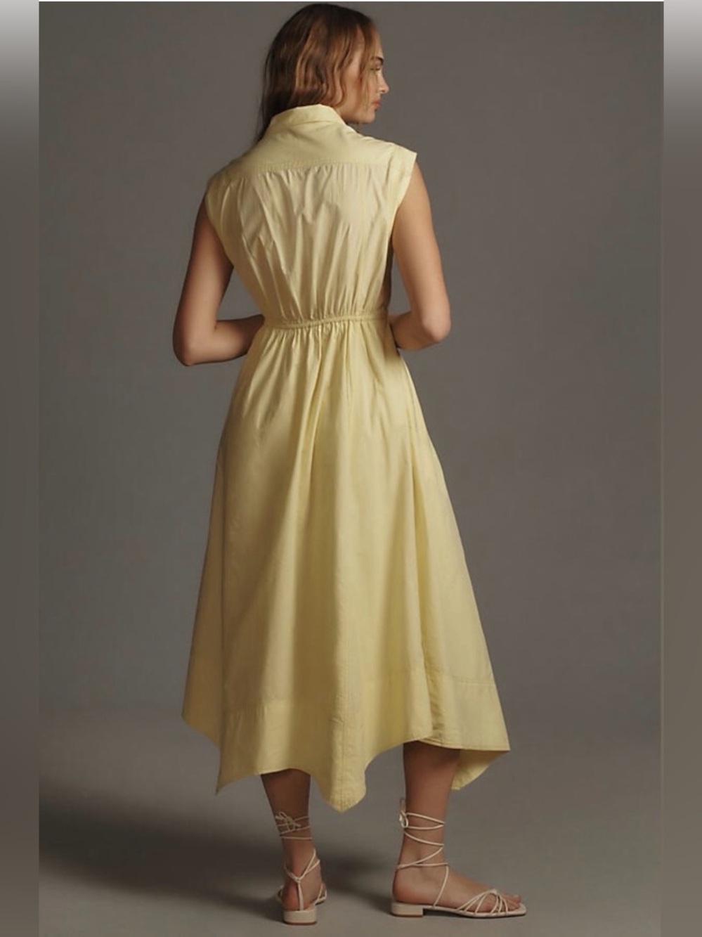 Pilcro Reworked Wrap Midi Dress by Anthropologie – Soft Yellow Wrap Shirt Dress - Picture 11 of 13